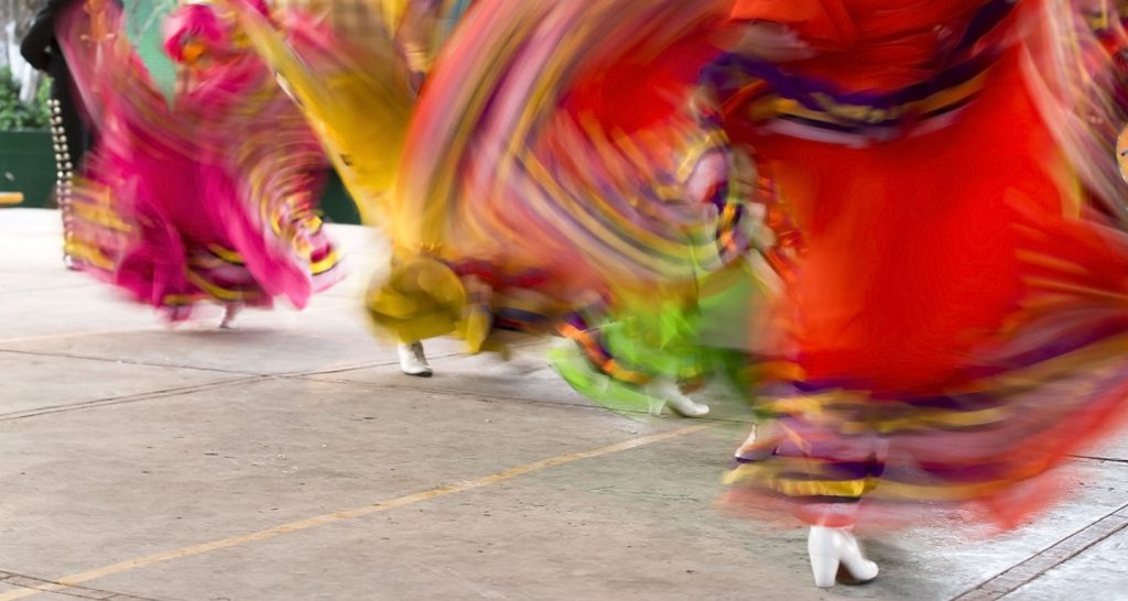 Mexican folklore dancers. Blurred motion.